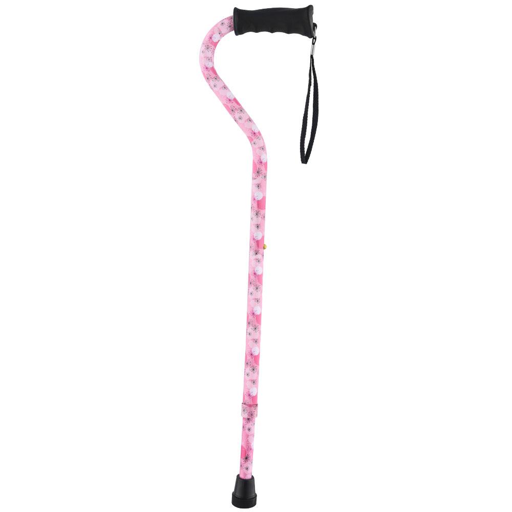 Royal Canes Pretty in Pink Aluminum Convertible Quad Walking Cane with Comfort Grip - Adjustable Shaft