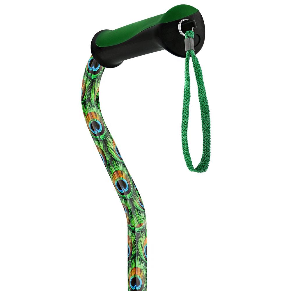 Royal Canes Pretty Peacock Aluminum Convertible Quad Base Walking Cane - Adjustable Shaft