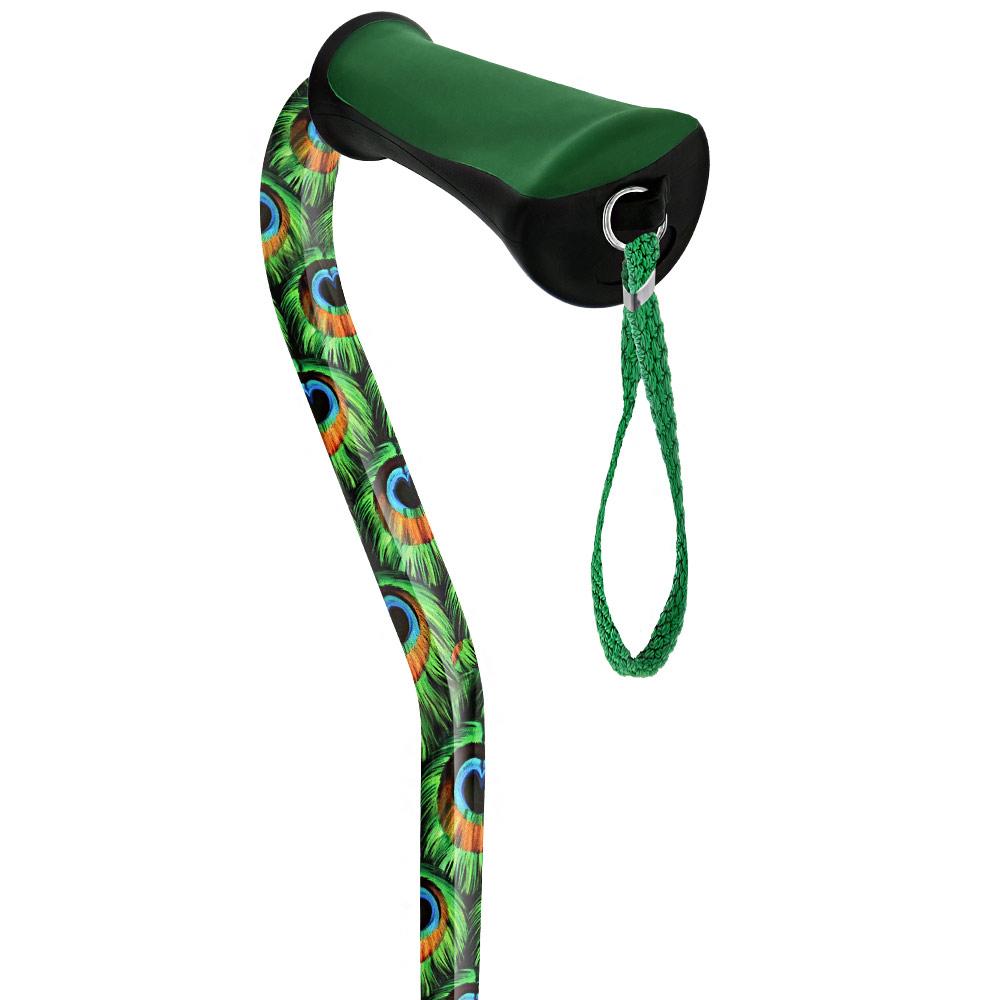 Royal Canes Pretty Peacock Aluminum Convertible Quad Base Walking Cane - Adjustable Shaft