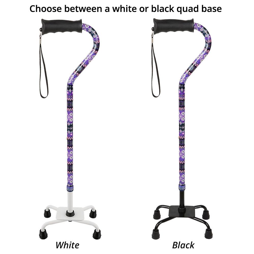 Royal Canes Pretty Purple Aluminum Convertible Quad Base Walking Cane - Adjustable Shaft