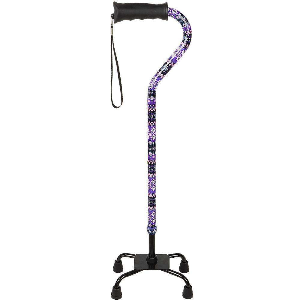 Royal Canes Pretty Purple Aluminum Convertible Quad Base Walking Cane - Adjustable Shaft
