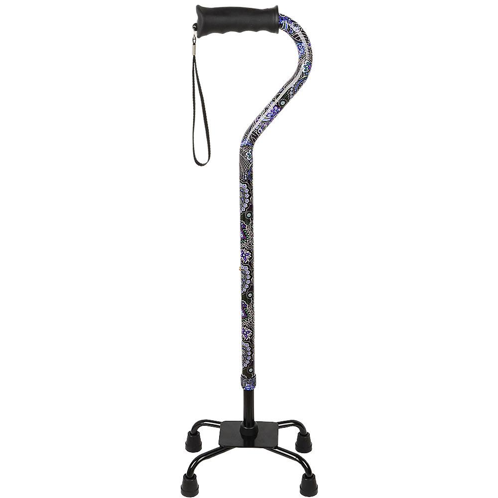Royal Canes Purple Majesty Aluminum Convertible Quad Base Walking Cane - Adjustable Shaft