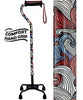 Royal Canes Red Majestic Waves Aluminum Convertible Quad Base Walking Cane - Adjustable Shaft