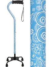 Royal Canes True Blue Convertible Quad Base Walking Cane with Comfort Grip - Adjustable Shaft