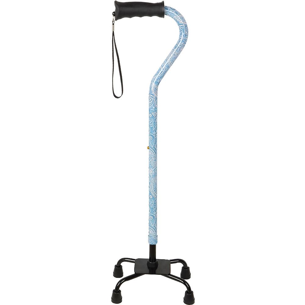 Royal Canes True Blue Convertible Quad Base Walking Cane with Comfort Grip - Adjustable Shaft
