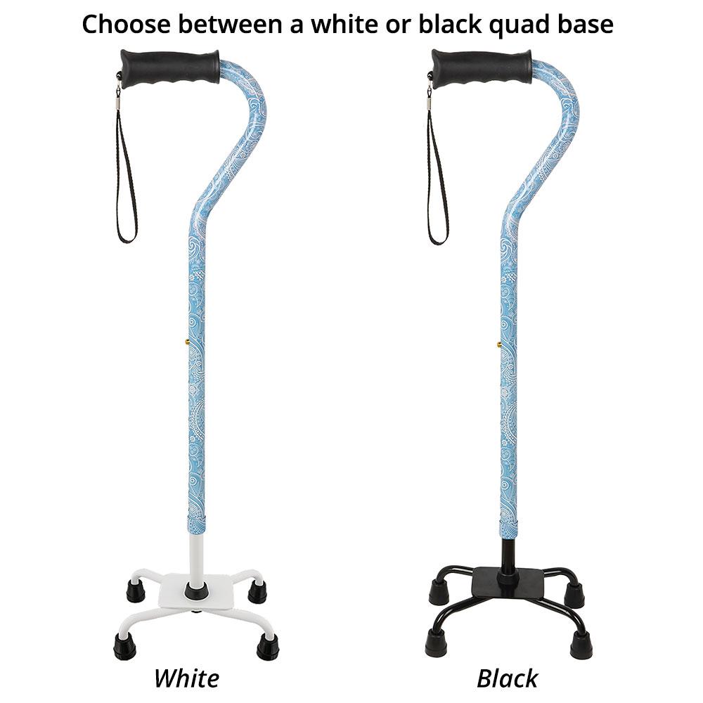 Royal Canes True Blue Convertible Quad Base Walking Cane with Comfort Grip - Adjustable Shaft