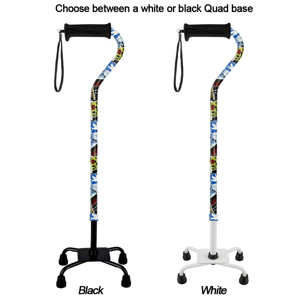 Royal Canes Voyager Aluminum Convertible Quad Base Walking Cane - Adjustable Shaft