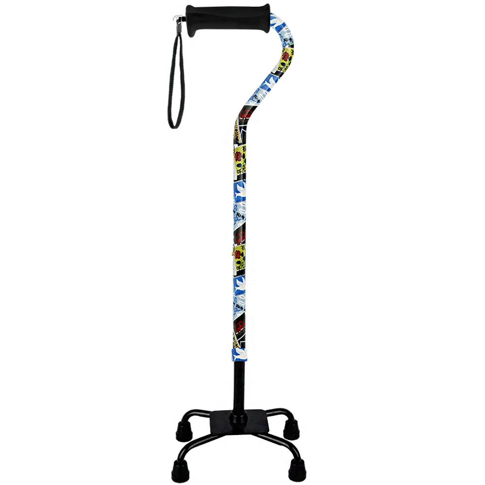 Royal Canes Voyager Aluminum Convertible Quad Base Walking Cane - Adjustable Shaft