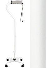 Royal Canes White Aluminum Convertible Quad Base Walking Cane - Adjustable Shaft