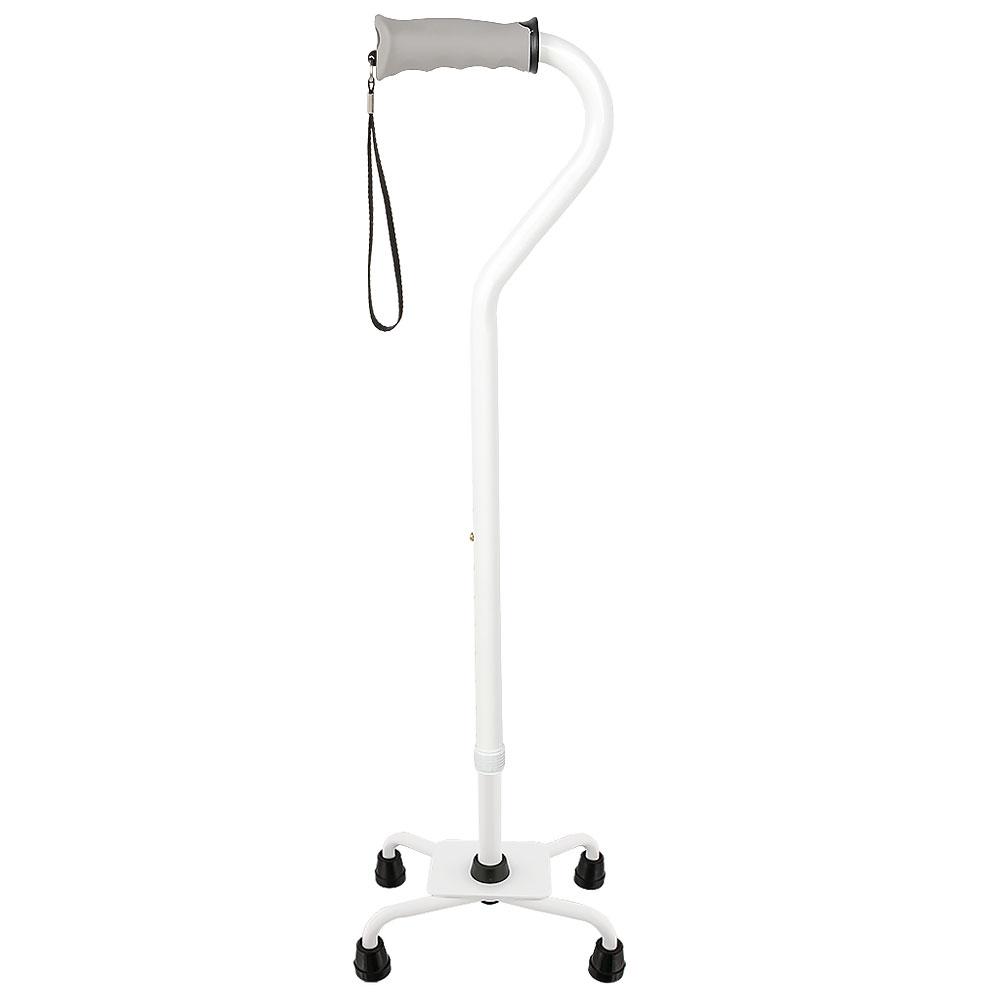 Royal Canes White Aluminum Convertible Quad Base Walking Cane - Adjustable Shaft
