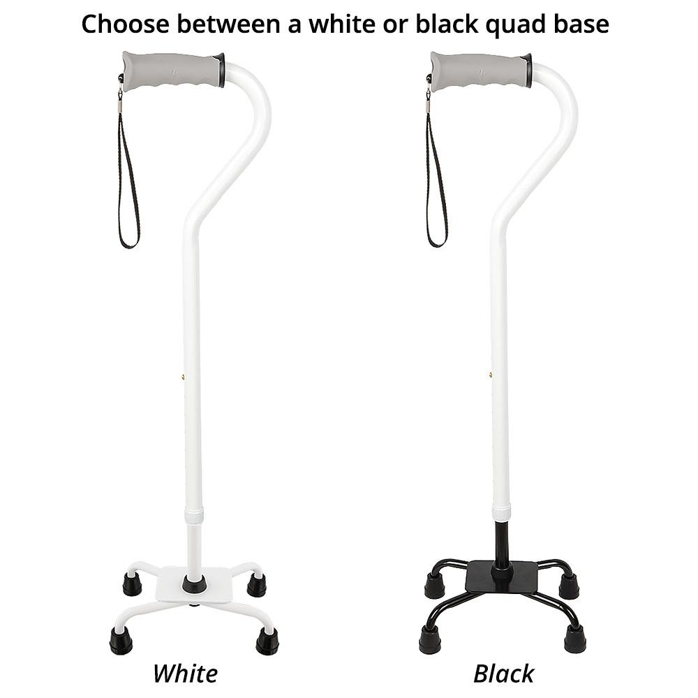 Royal Canes White Aluminum Convertible Quad Base Walking Cane - Adjustable Shaft