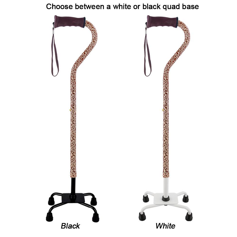 Royal Canes Wild Giraffe Aluminum Convertible Quad Walking Cane with Comfort Grip - Adjustable Shaft