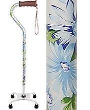 Royal Canes Heavenly Gardens Convertible Quad Base Walking Cane with Comfort Grip - Adjustable Shaft