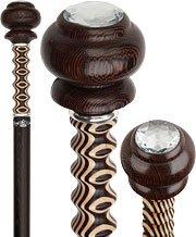 Royal Canes Rhinestone Knob Walking Stick With Pine Inlaid Wenge Wood Shaft and Silver Collar