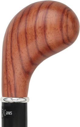 Royal Canes Rosewood Knob Handle Walking Stick With Black Beechwood Shaft and Silver Collar