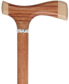 Royal Canes Rosewood With Maple Fritz Handle Walking Cane With Rosewood Shaft and Silver Collar