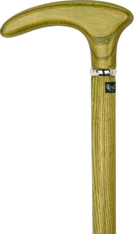 Royal Canes Sage Green Cosmopolitan Handle Walking Cane With Ash Wood Shaft and Silver Collar