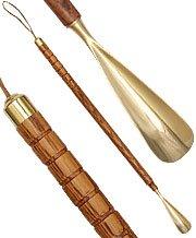 Royal Canes Oak shoe horn with Brass Cap and leather loop