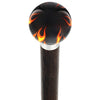 Royal Canes Burst of Flames Black Round Knob Cane w/ Custom Wood Shaft & Collar