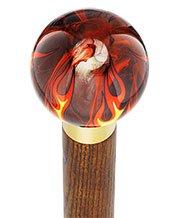 Royal Canes Burst of Flames Smokey Orange Round Knob Cane w/ Custom Color Ash Shaft & Collar
