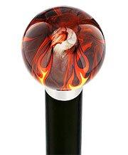 Royal Canes Burst of Flames Smokey Orange Round Knob Cane w/ Custom Wood Shaft & Collar