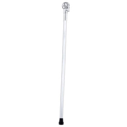 Royal Canes Chrome Plated Skull Handle Walking Cane w/ Lucite Shaft & Collar