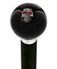 Royal Canes Dreary Red Eyed Skull Black Round Knob Cane w/ Custom Wood Shaft & Collar