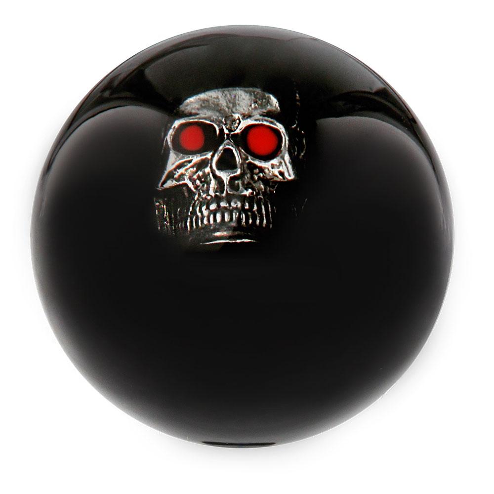 Royal Canes Dreary Red Eyed Skull Black Round Knob Cane w/ Custom Wood Shaft & Collar
