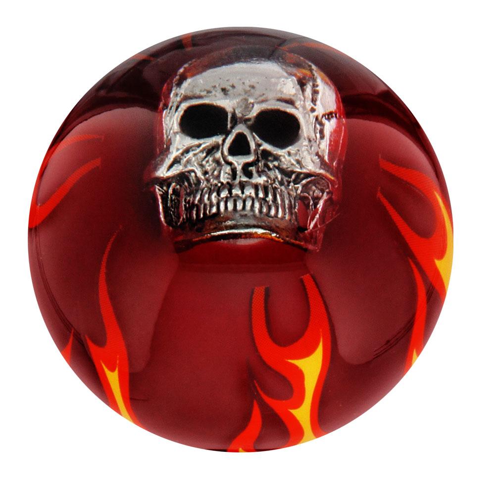 Royal Canes Fire & Brimstone Skull Red Round Knob Cane w/ Custom Wood Shaft & Collar