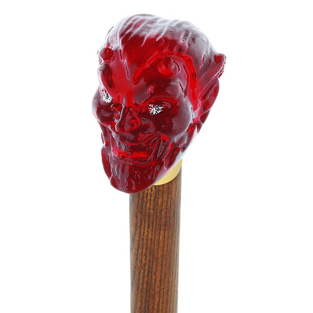 Royal Canes Sinister Red Devil Knob Cane w/ Custom Color Ash Shaft & Collar