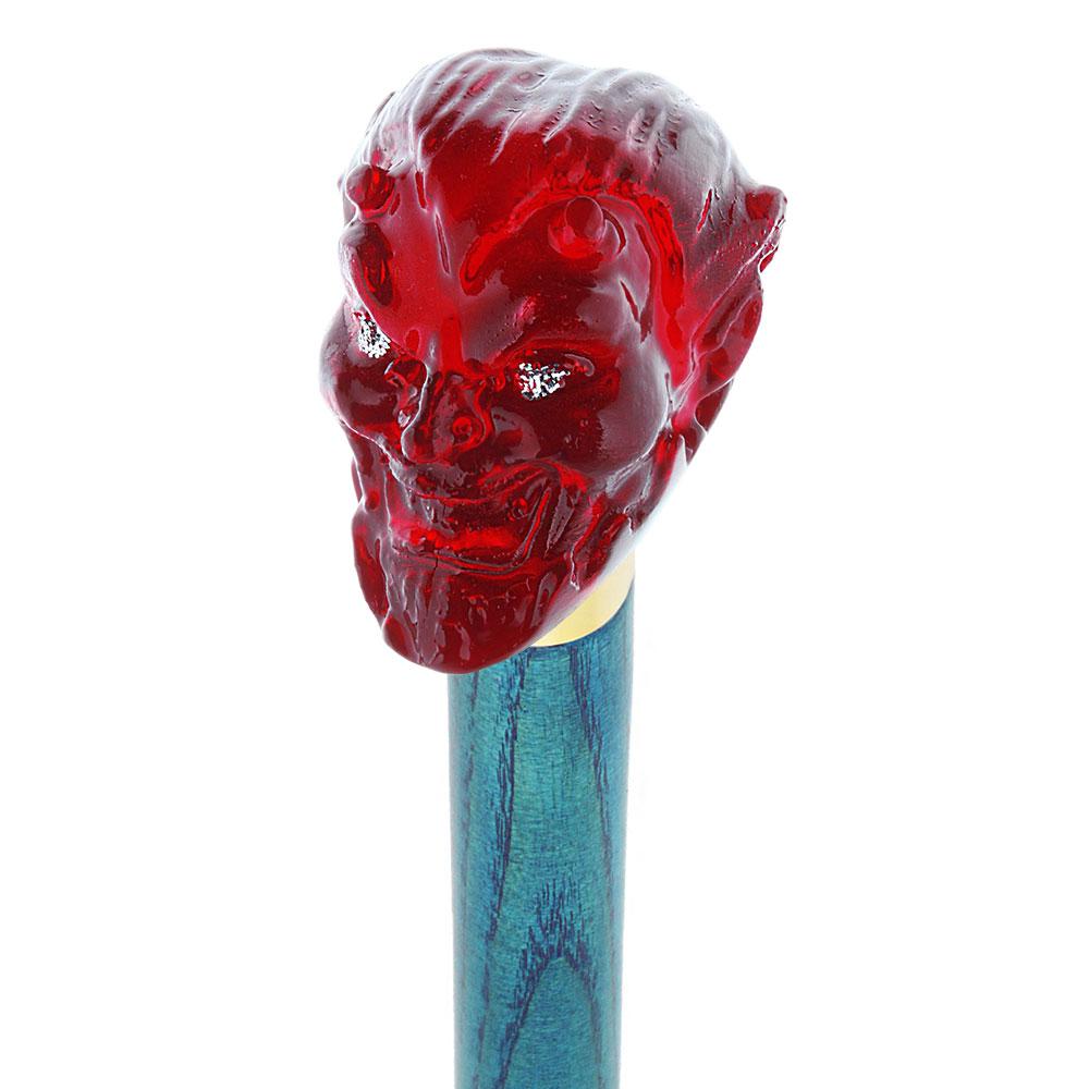 Royal Canes Sinister Red Devil Knob Cane w/ Custom Color Ash Shaft & Collar