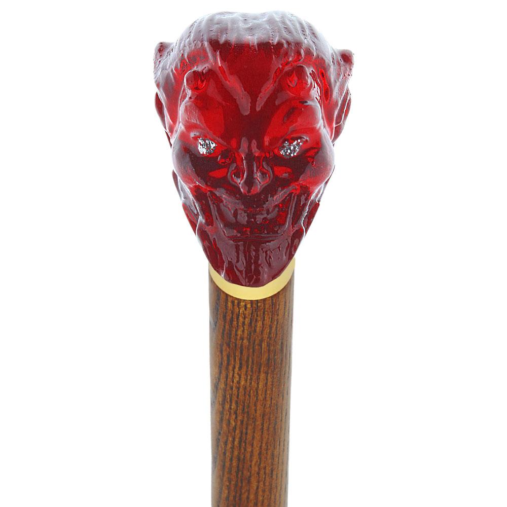 Royal Canes Sinister Red Devil Knob Cane w/ Custom Color Ash Shaft & Collar