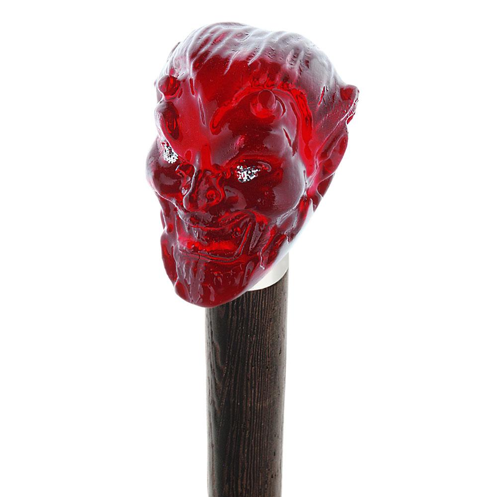 Royal Canes Sinister Red Devil Knob Cane w/ Custom Wood Shaft & Collar