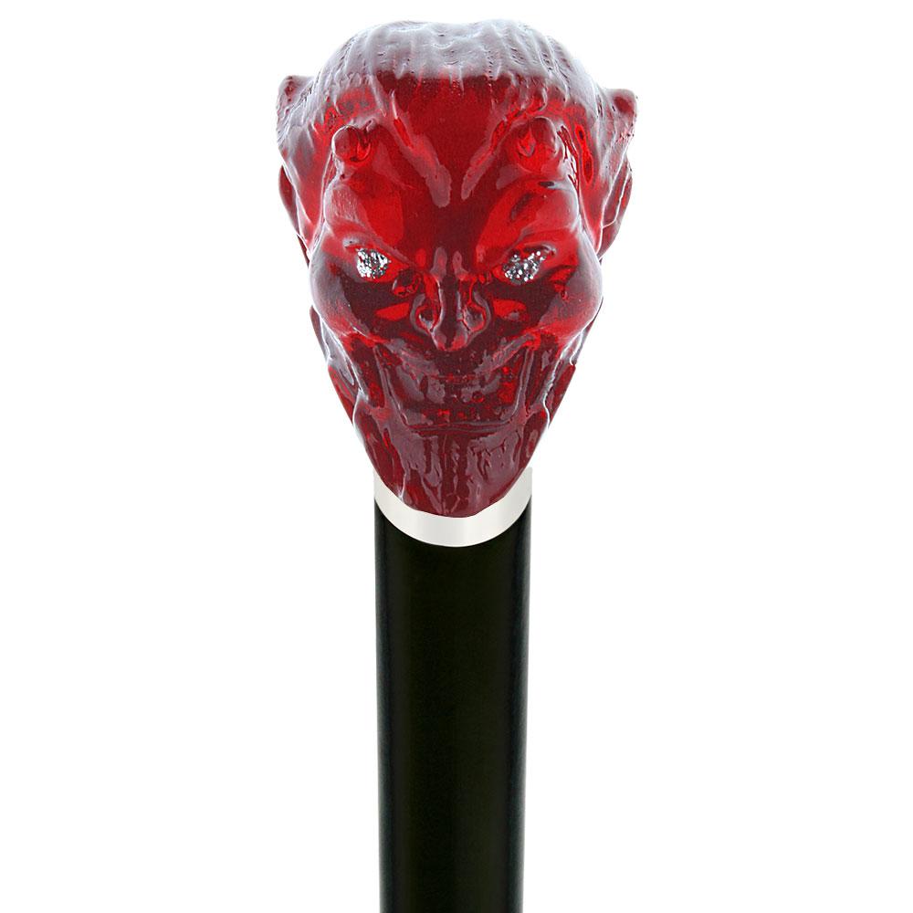 Royal Canes Sinister Red Devil Knob Cane w/ Custom Wood Shaft & Collar