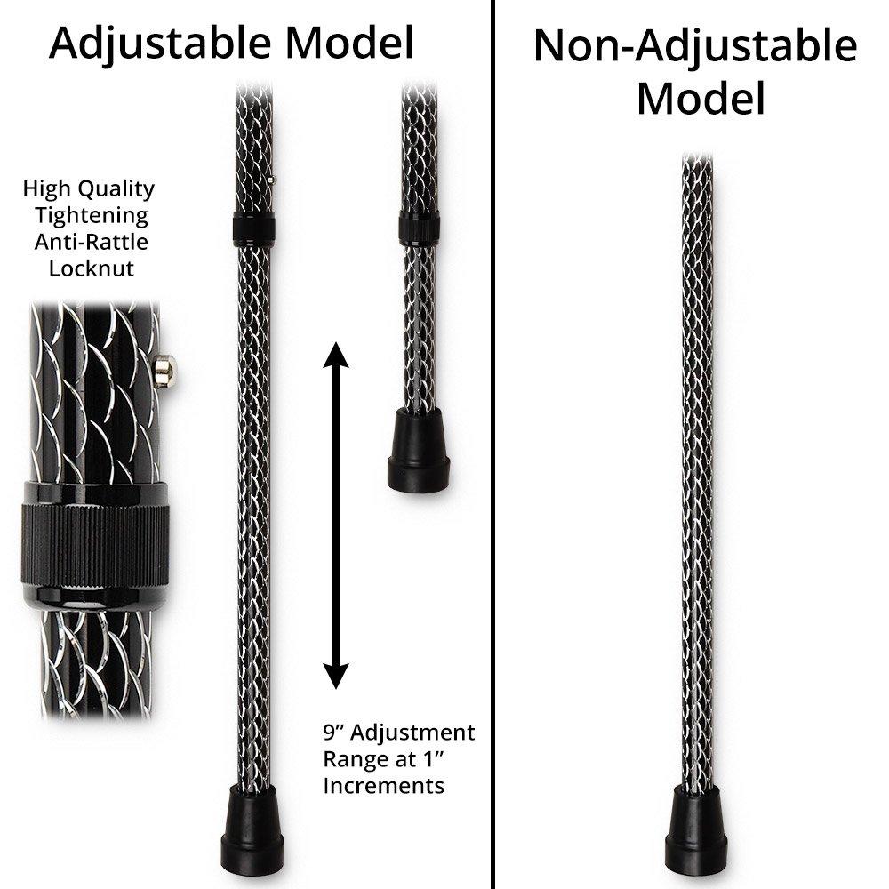 Royal Canes Chrome Snake Handle Walking Cane w/ Custom Laser Etched Shaft
