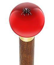 Royal Canes Itsy-Bitsy Spider Red Round Knob Cane w/ Custom Color Ash Shaft & Collar