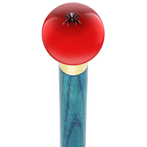 Royal Canes Itsy-Bitsy Spider Red Round Knob Cane w/ Custom Color Ash Shaft & Collar