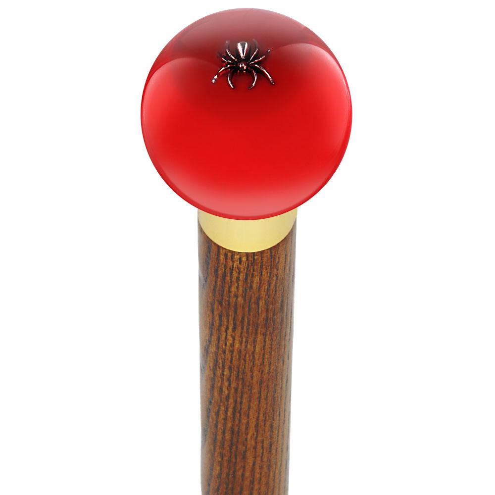 Itsy-Bitsy Spider Red Round Knob Cane w/ Custom Color Ash Shaft ...