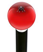 Royal Canes Itsy-Bitsy Spider Red Round Knob Cane w/ Custom Wood Shaft & Collar