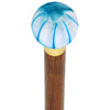 Royal Canes Splash of Blue on Pearl Round Knob Cane w/ Custom Wood Shaft & Collar