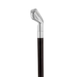 Royal Canes Chrome Plated Golf Club Walking Cane with Black Beechwood Shaft and Silver Collar