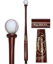 Royal Canes Louisville Slugger Leather Baseball Handle Walking Stick - Mahogany Shaft