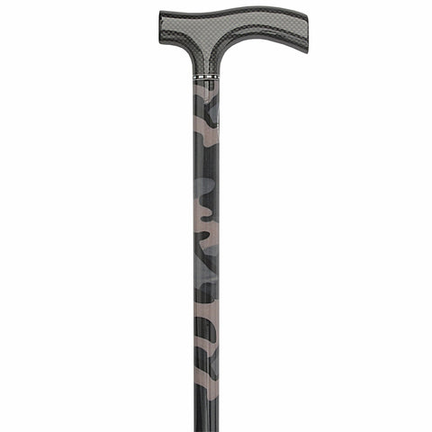 Royal Canes Camouflauge Carbon Walking Cane with Mesh Fritz Handle and collar