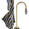 Royal Canes Gold Plated Tourist Handle Blue and Cream Striped Umbrella Cane