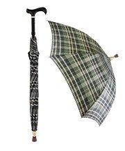 Royal Canes Plaid Umbrella Derby Adjustable Walking Cane w/ Auto Spring