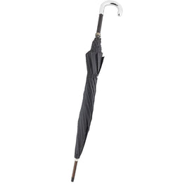 Royal Canes Silver 925r Tourist Handle Black Pinstriped Umbrella Walking Cane