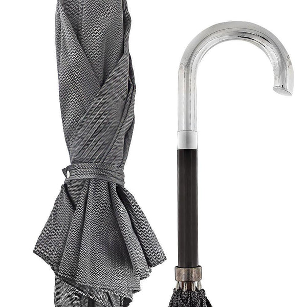 Royal Canes Silver 925r Tourist Handle Gray and Black Woven Umbrella Cane