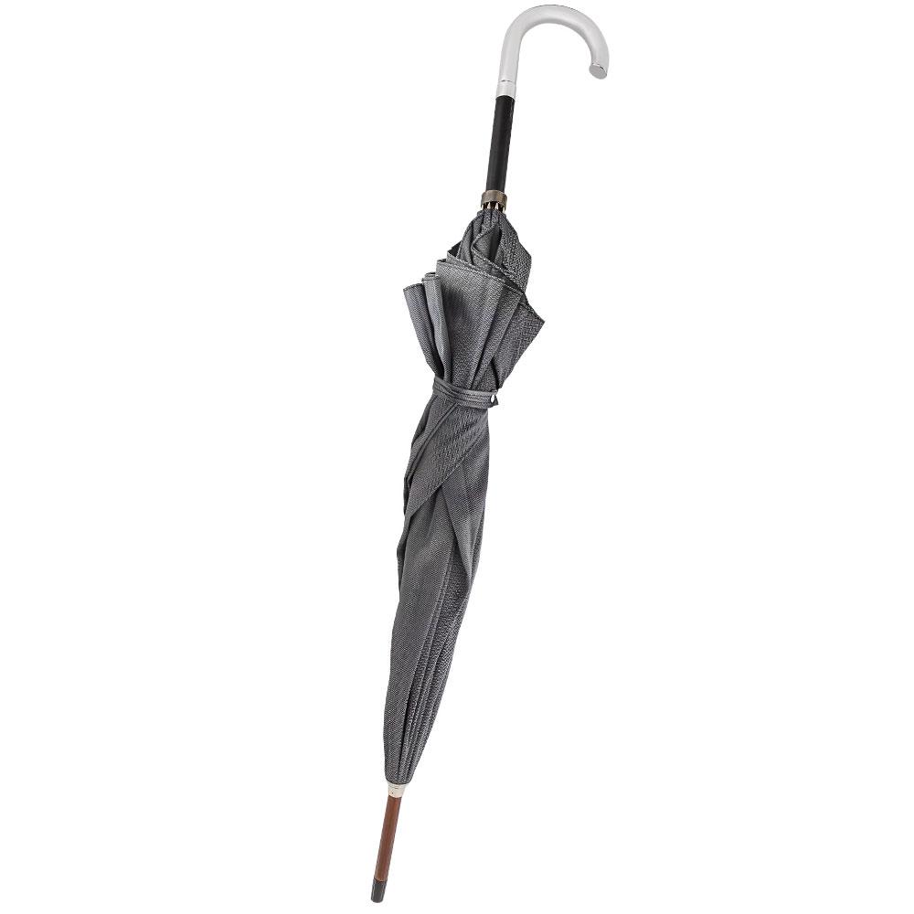 Royal Canes Silver 925r Tourist Handle Gray and Black Woven Umbrella Cane