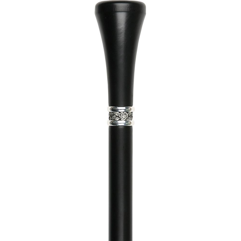 Personalized Engraved Knob Stick: Black Beechwood Shaft