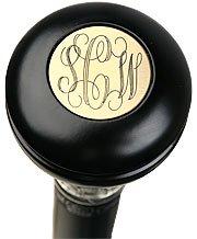 Engraved Knob Walking Stick w/ Black Beechwood Shaft